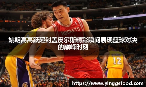 姚明高高跃起封盖皮尔斯精彩瞬间展现篮球对决的巅峰时刻
